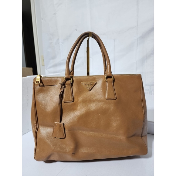 Prada Vitello Shine Leather Galleria Double Zip Large Tote Bag Brown - Picture 5 of 15